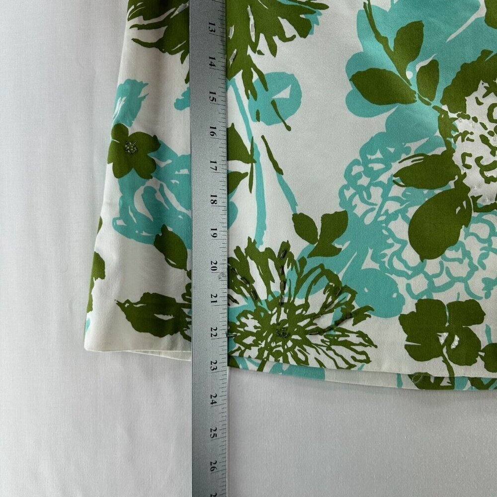 Valerie Stevens Skirt Sz 8P Petite Floral A-Line Knee Length Cotton Blend Green - Picture 11 of 11
